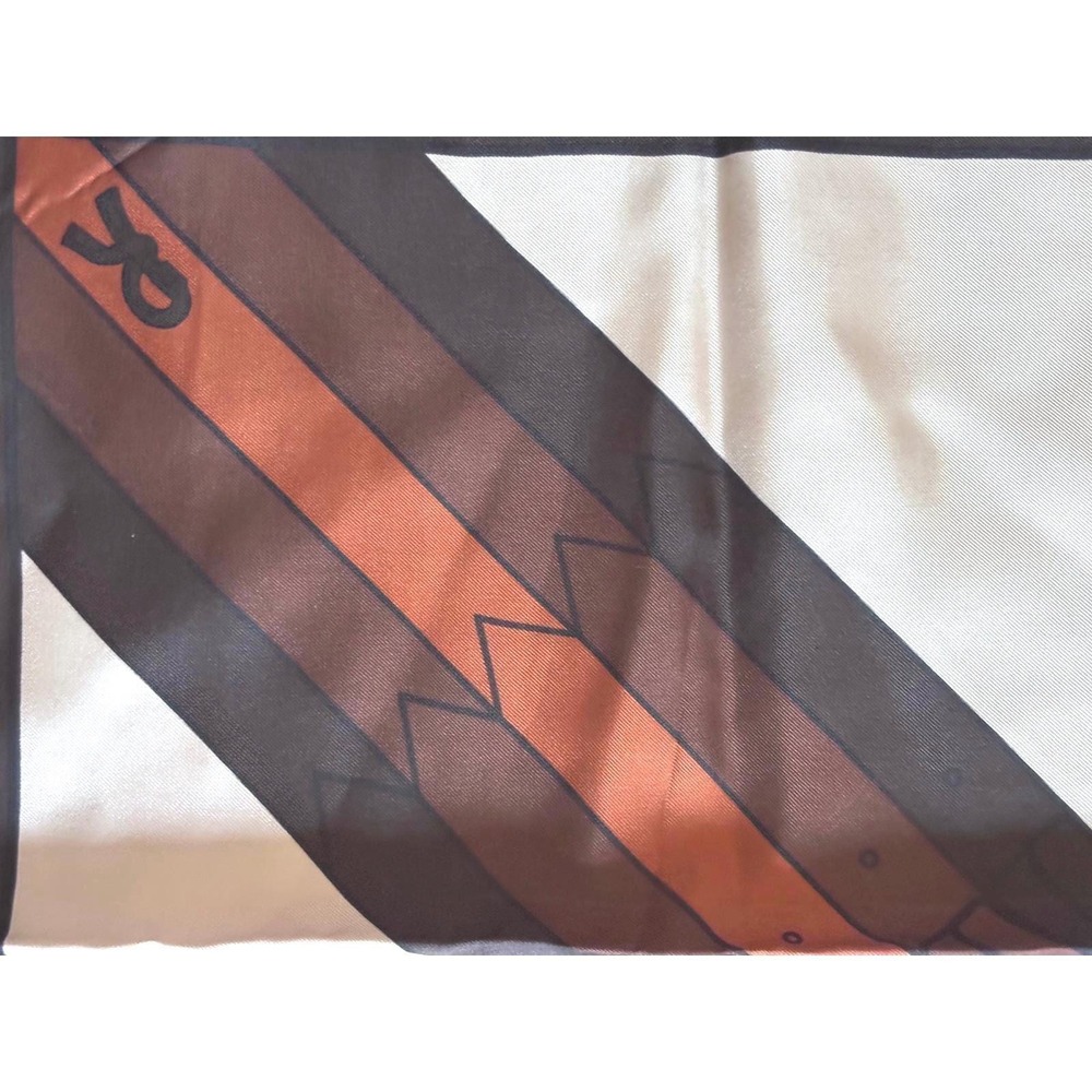 Vintage Roberta di Camerino Silk Scarf Geometric Stripe Brown Orange Cream